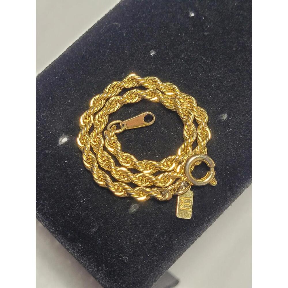 Signed "M" Goldtone Braided Twisted Rope 7" Bracelet Costume Fashion Jewelry